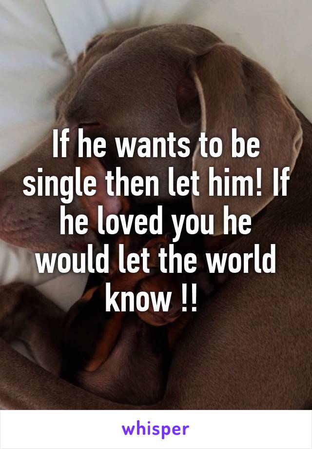 If he wants to be single then let him! If he loved you he would let the world know !! 