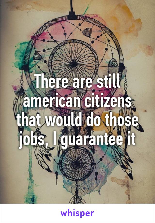 There are still american citizens that would do those jobs, I guarantee it