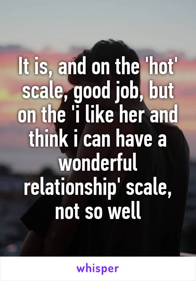 It is, and on the 'hot' scale, good job, but on the 'i like her and think i can have a wonderful relationship' scale, not so well