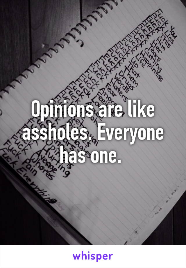 Opinions are like assholes. Everyone has one. 