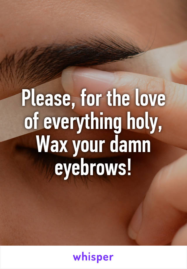 Please, for the love of everything holy,
Wax your damn eyebrows!