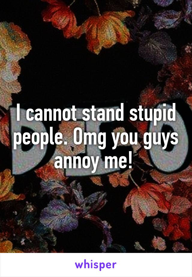 I cannot stand stupid people. Omg you guys annoy me! 