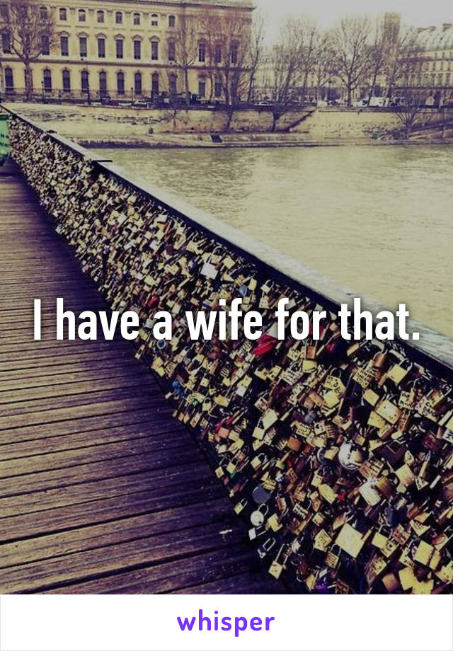 I have a wife for that.