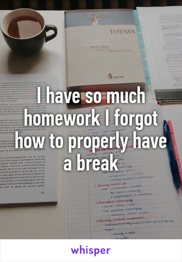 I have so much homework I forgot how to properly have a break
