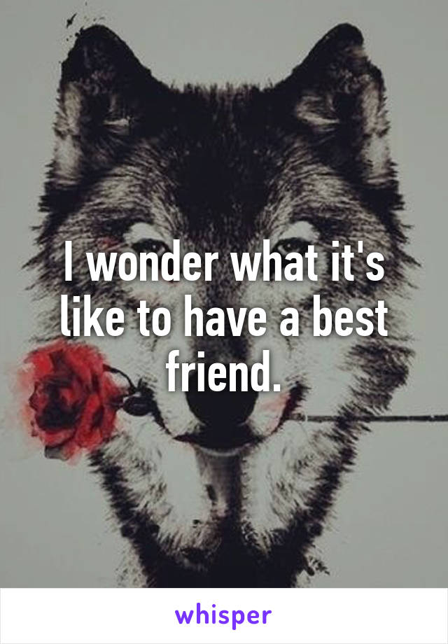 I wonder what it's like to have a best friend.