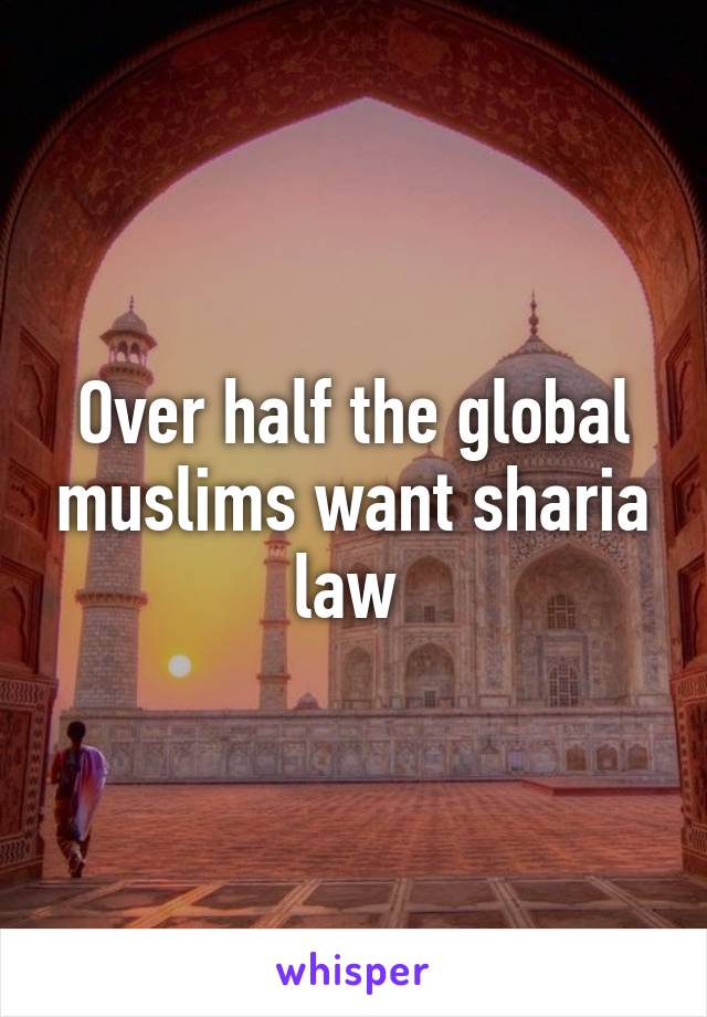 Over half the global muslims want sharia law 