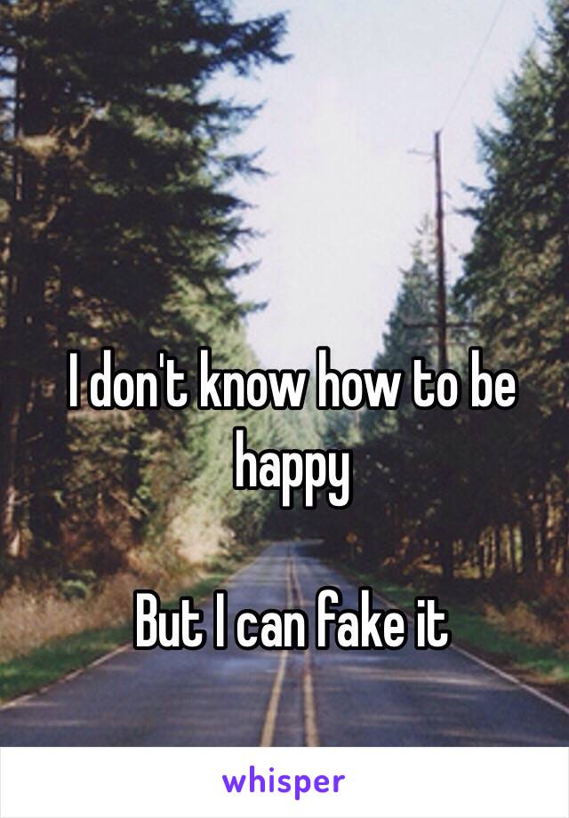 I don't know how to be happy

But I can fake it