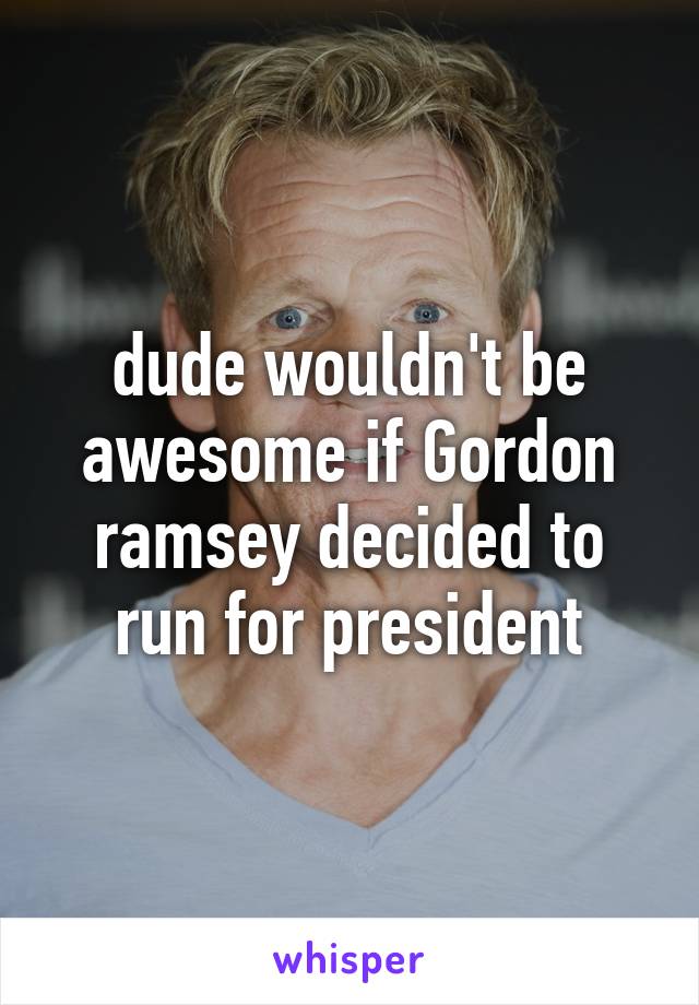 dude wouldn't be awesome if Gordon ramsey decided to run for president