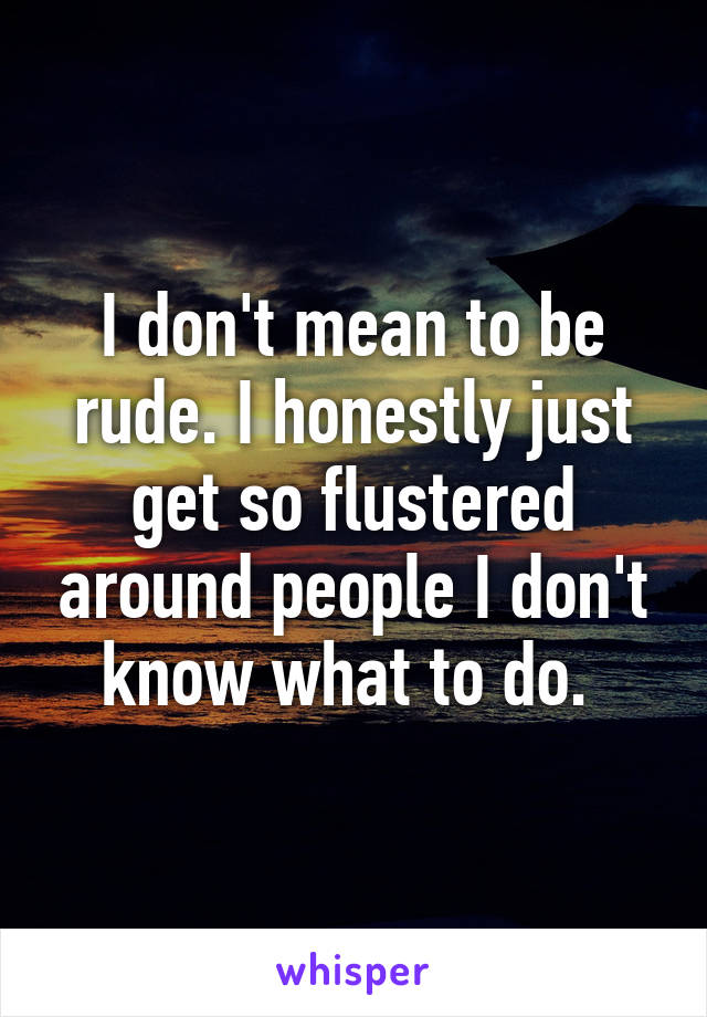 I don't mean to be rude. I honestly just get so flustered around people I don't know what to do. 
