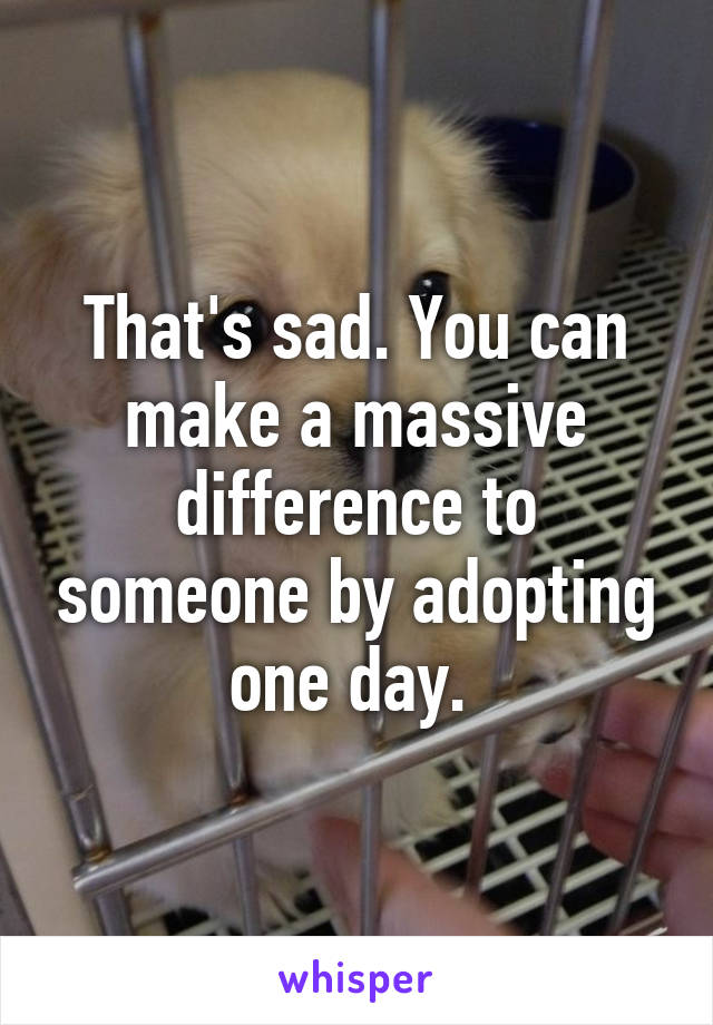 That's sad. You can make a massive difference to someone by adopting one day. 