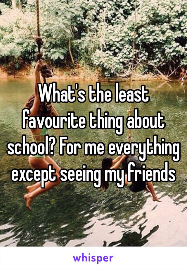 What's the least favourite thing about school? For me everything except seeing my friends 