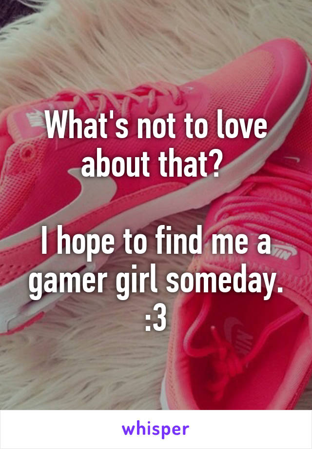 What's not to love about that? 

I hope to find me a gamer girl someday. :3