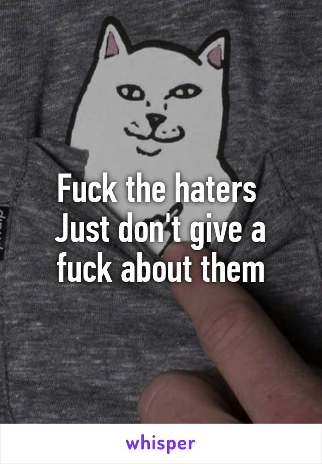 Fuck the haters 
Just don't give a fuck about them