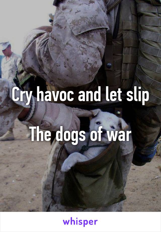 Cry havoc and let slip 
The dogs of war