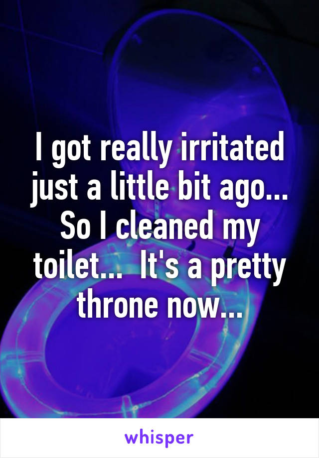 I got really irritated just a little bit ago... So I cleaned my toilet...  It's a pretty throne now...