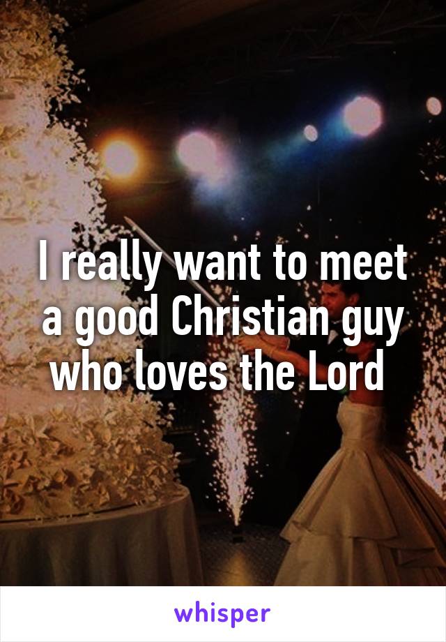 I really want to meet a good Christian guy who loves the Lord 