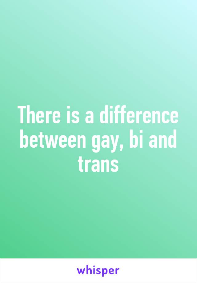 There is a difference between gay, bi and trans