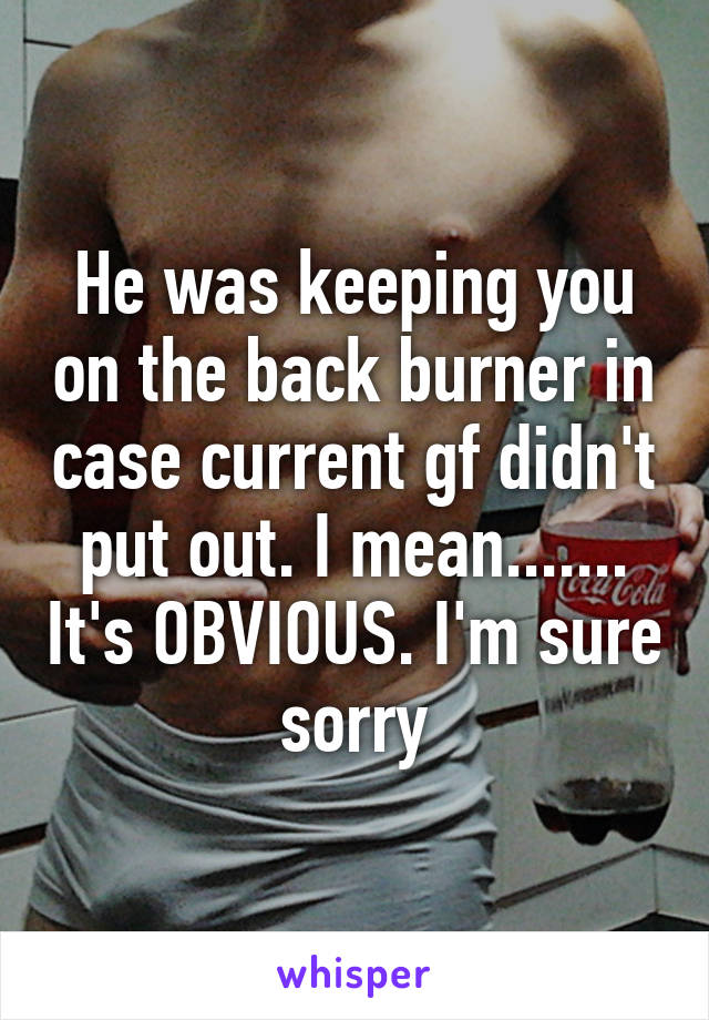 He was keeping you on the back burner in case current gf didn't put out. I mean....... It's OBVIOUS. I'm sure sorry