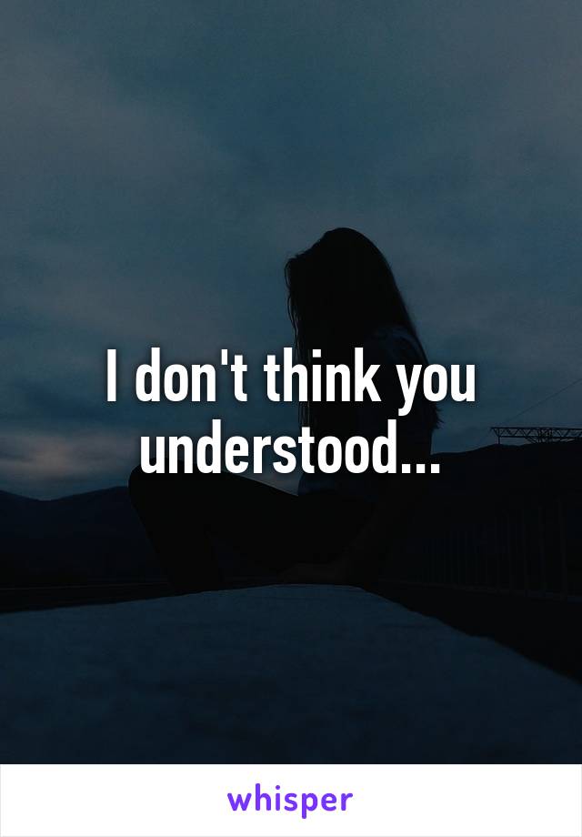 I don't think you understood...