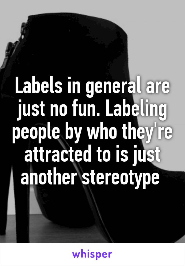 Labels in general are just no fun. Labeling people by who they're attracted to is just another stereotype 