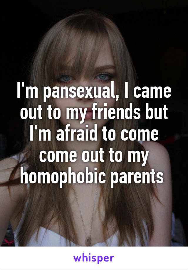 I'm pansexual, I came out to my friends but I'm afraid to come come out to my homophobic parents 