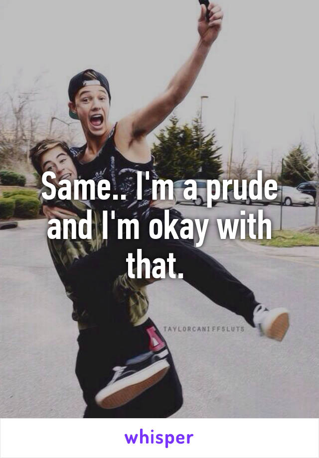 Same.. I'm a prude and I'm okay with that. 