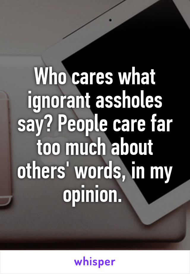 Who cares what ignorant assholes say? People care far too much about others' words, in my opinion. 