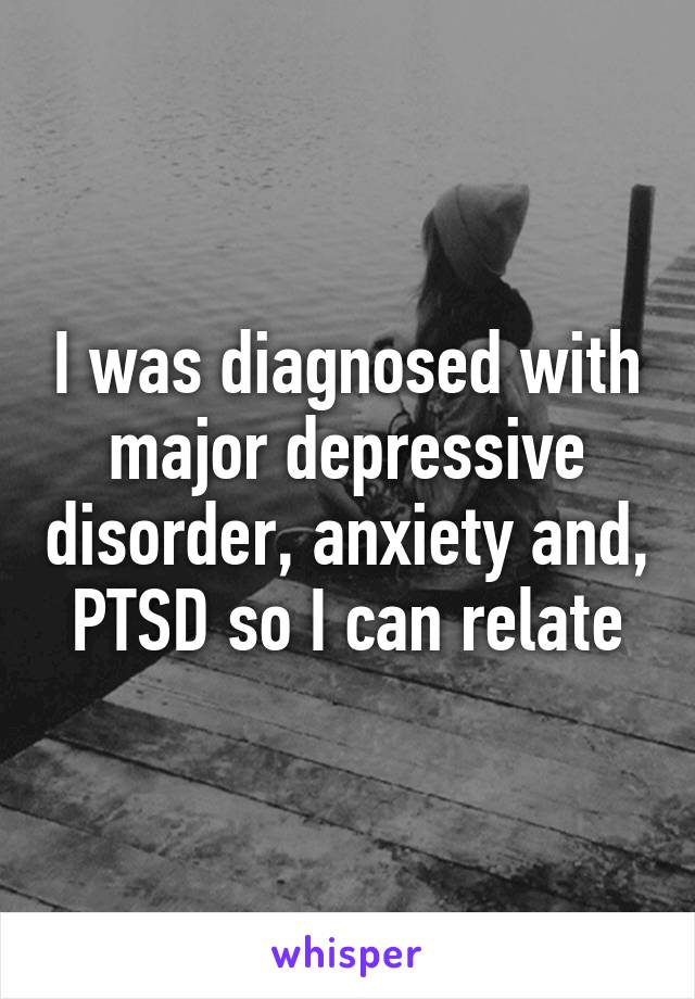 I was diagnosed with major depressive disorder, anxiety and, PTSD so I can relate