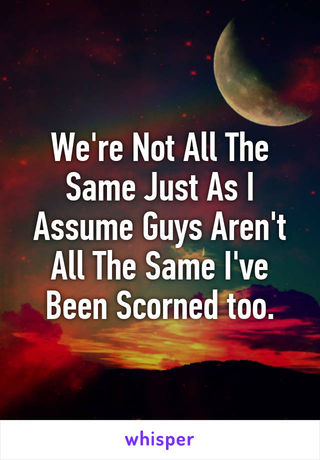 We're Not All The Same Just As I Assume Guys Aren't All The Same I've Been Scorned too.