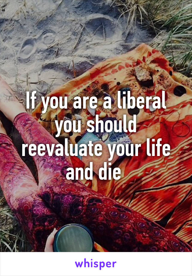 If you are a liberal you should reevaluate your life and die 