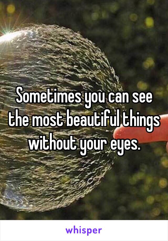 Sometimes you can see the most beautiful things without your eyes. 