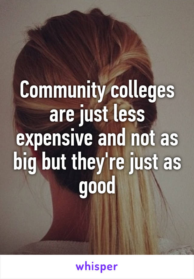 Community colleges are just less expensive and not as big but they're just as good