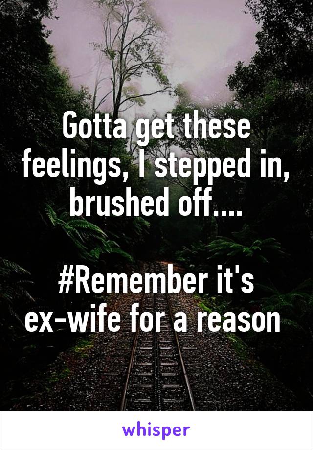 Gotta get these feelings, I stepped in, brushed off....

#Remember it's ex-wife for a reason 