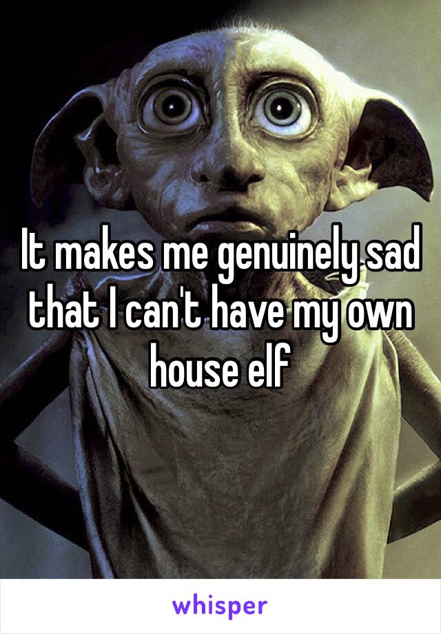 It makes me genuinely sad that I can't have my own house elf 