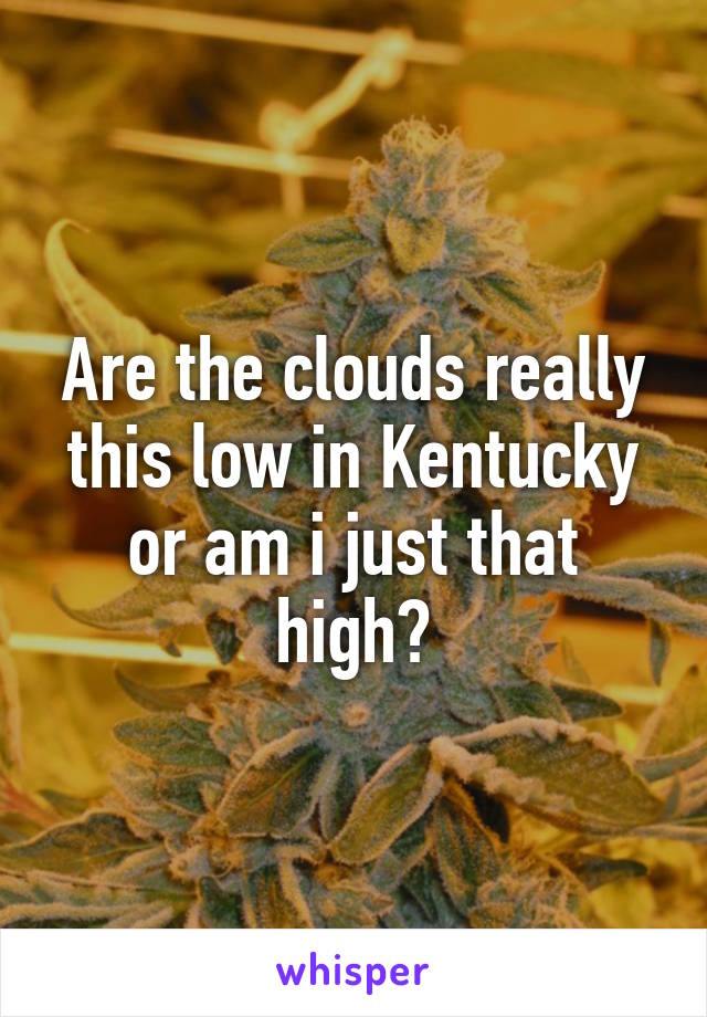 Are the clouds really this low in Kentucky or am i just that high?