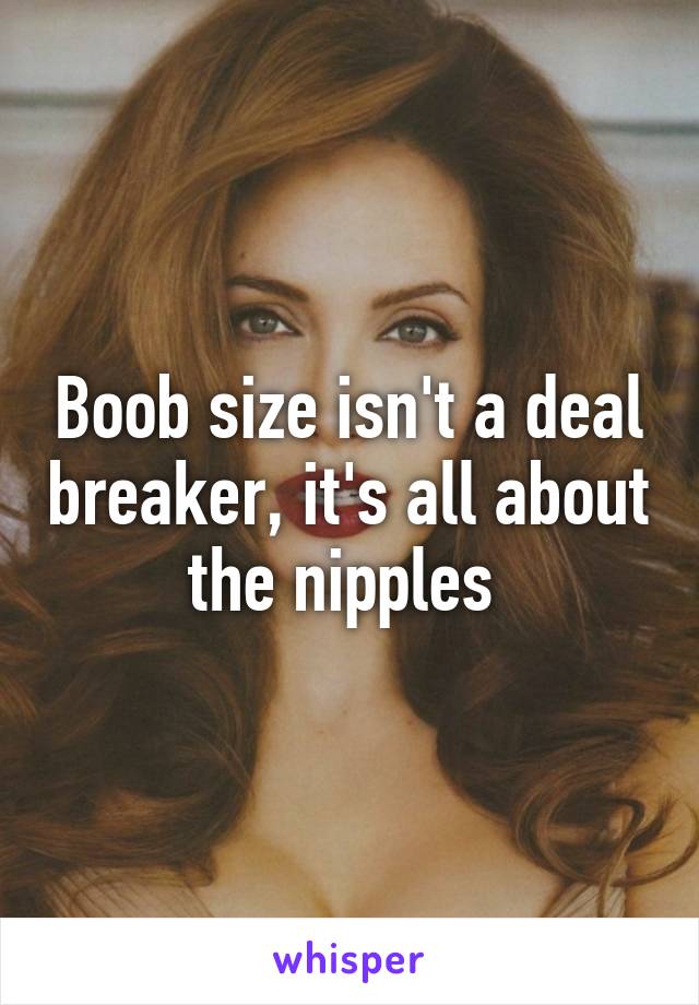 Boob size isn't a deal breaker, it's all about the nipples 