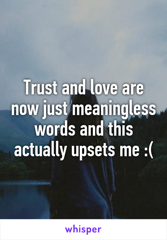 Trust and love are now just meaningless words and this actually upsets me :(