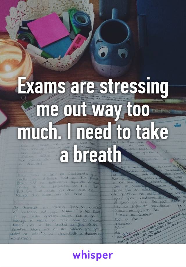 Exams are stressing me out way too much. I need to take a breath 
