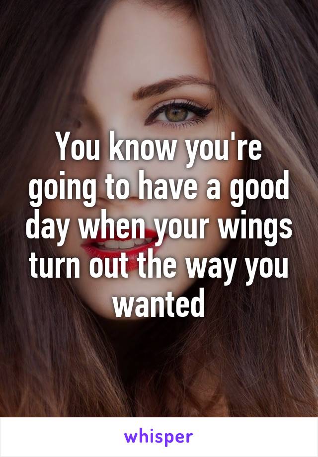 You know you're going to have a good day when your wings turn out the way you wanted