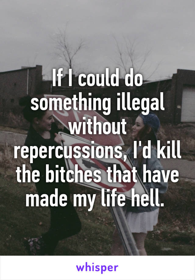 If I could do something illegal without repercussions, I'd kill the bitches that have made my life hell. 