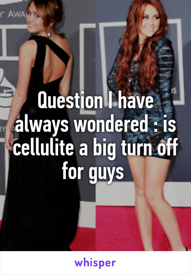 Question I have always wondered : is cellulite a big turn off for guys 