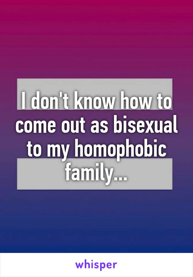 I don't know how to come out as bisexual to my homophobic family...