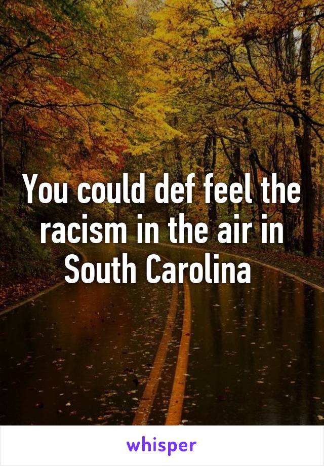 You could def feel the racism in the air in South Carolina 