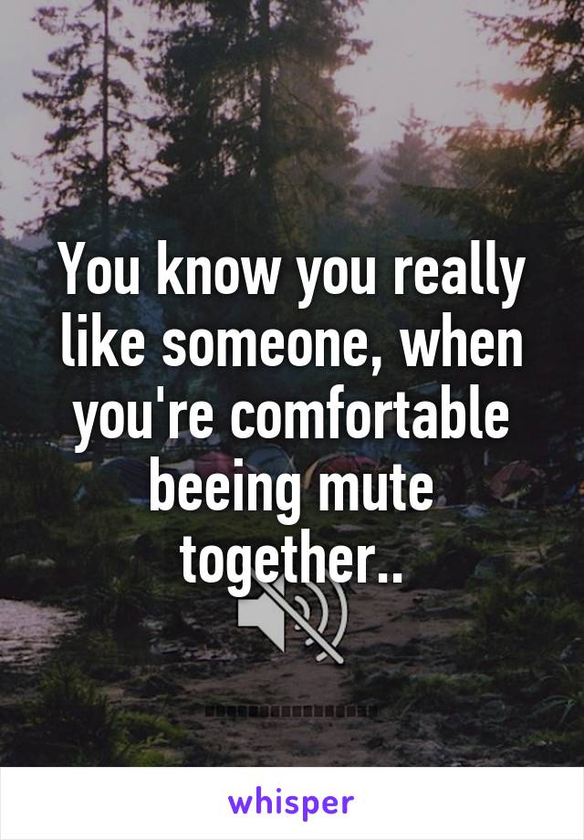 You know you really like someone, when you're comfortable beeing mute together..