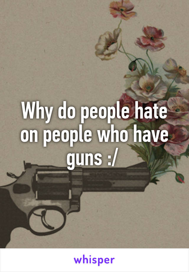 Why do people hate on people who have guns :/ 