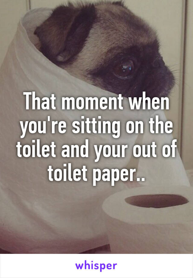 That moment when you're sitting on the toilet and your out of toilet paper..