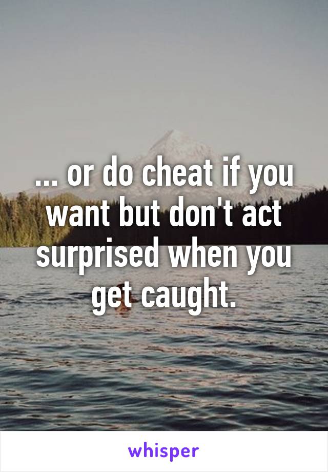 ... or do cheat if you want but don't act surprised when you get caught.