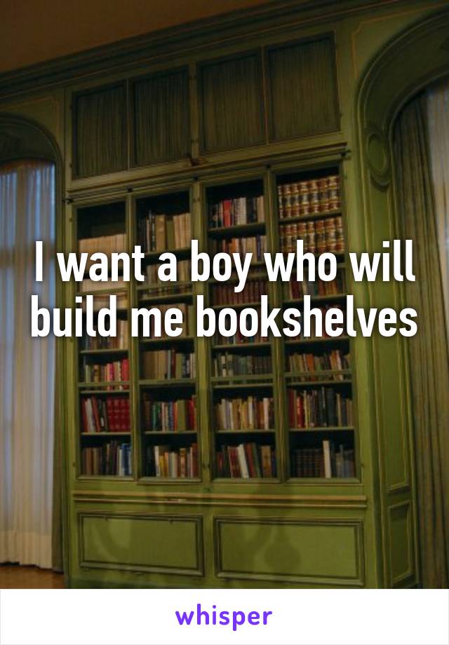 I want a boy who will build me bookshelves 