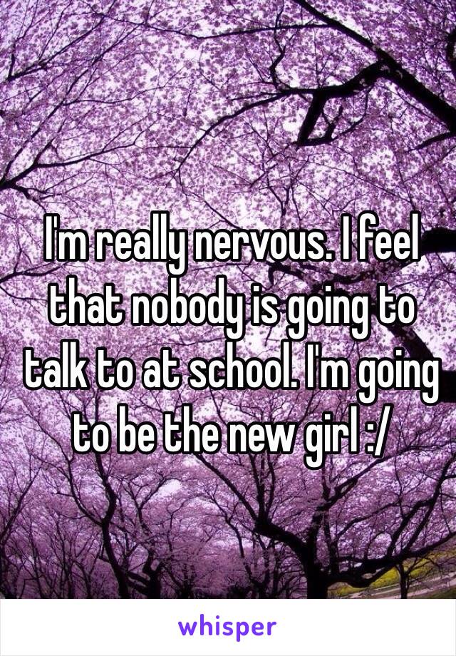 I'm really nervous. I feel that nobody is going to talk to at school. I'm going to be the new girl :/