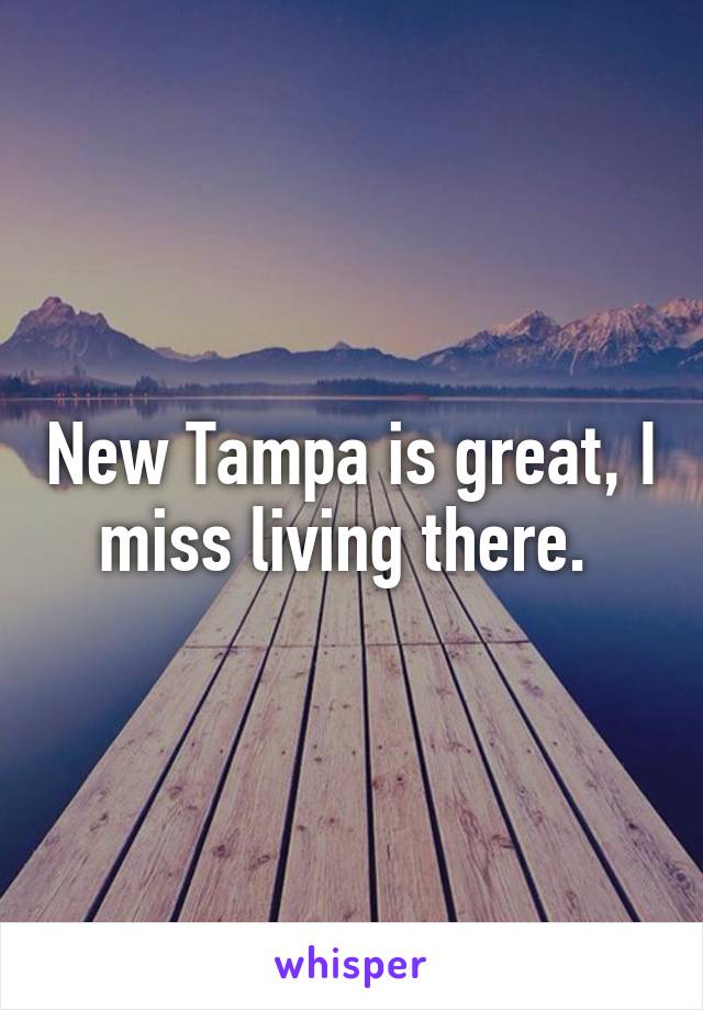 New Tampa is great, I miss living there. 